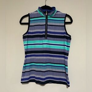 Tail Sleeveless Striped 1/4 Zip Top Size Small Tennis Golf Pickleball Outdoor